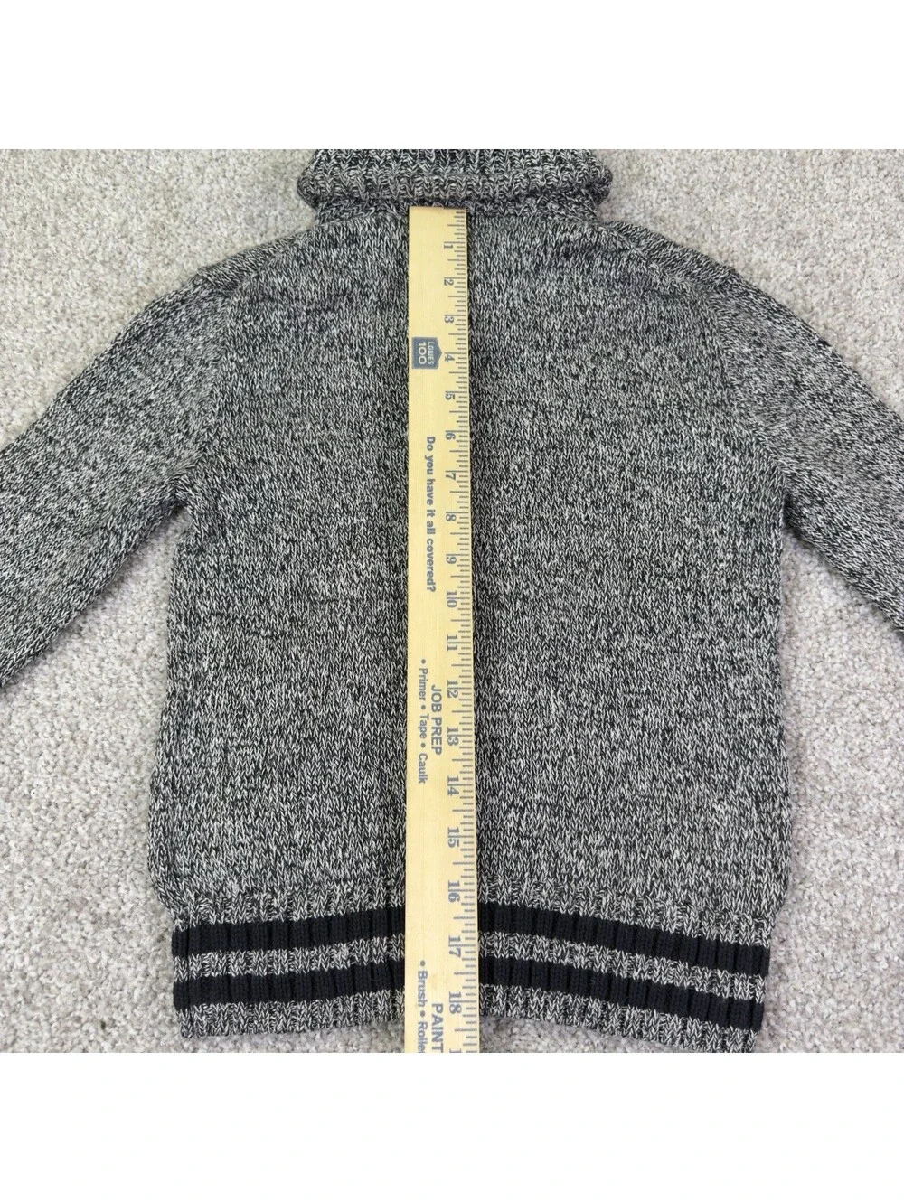 Polo Ralph Lauren Boys Shawl Collar Sweater Size 8 BL/WH Cotton Marled Knit